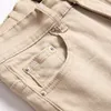 Enkel design Slim Fit Herrbyxor Khaki Casual Stretch Jeans Hand Repor All-Match Trousers Pantalones de Hombre