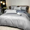 Solid Color Satin Embroidered Letter Bedding Set Duvet Cover Queen King Size 220x240 Bedclothes Bed Sheet 150 Quilt