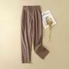 Kobiety 100% Czyste Pościel Spodnie Bawełniane Vintage Casual Trzymany Klasyczny Harem Dla Kobiet Lato Białe Długość łydki Spodnie 210514