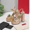 신발 샌들 고품질 고품질 고급 디자이너 여성 짚 여름 대마 로프 두꺼운 방수 플랫폼 슈퍼 메탈 LG 패션 워크 높이 13cm 도매