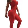 Mujeres Sports Yoga Set Siamese High Cintura Hips Planchas Halter Top Vendaje Yoga Jumpsuit Fitness Thicksuit