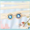 Stud JewelryStud 1Pair Crystal Turkish Evil Eye kleine oorbellen voor vrouwen Vintage Boheemse strass Round Sun Ear sieraden E6671 Drop Delive