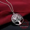 Gorące drzewo życia kryształ okrągły mały wisiorek naszyjnik 925 Sterling Silver Bijoux Collier eleganckie kobiety biżuteria prezent Dropshipping