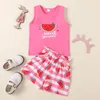 1-5Y Toddler Kid Girls Vestiti di anguria Set Cute Fruit Print Vest Top Shorts Abiti estivi Costumi per bambini 210515