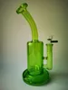 Vintage 8,7 Zoll grüne Glasbong Wasser rauchende Shisha-Pfeife 14 mm Joint Bubbler Heady Oil Dab Rigs können Kundenlogo setzen