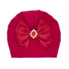 Cappelli per neonati Cappelli Big Bow Turban Hair Bowknot Strass Strass testa avvolta per neonato infantile Bambini Orecchie Copertura Bambino Bambini Bambini Tre strati Fiocco Beanie Colore solido KBH68