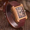 Wristwatches Quartz Watches Wood Mens Clock Unique Design Top Wooden Bamboo Sport Wrist Watch Square Dial Man Women 2022