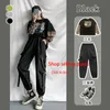 T-shirt a maniche lunghe moda coreano semplice grafica oversize grafica tees donne camicie per il tempo libero plaid patchwork t shirt bianco nero top y0508