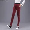 Vinter Varm Fleece Velvet Hög midja Casual Byxor Corduroy Byxor Harem Stretch Slim Stor storlek 27-34 210608