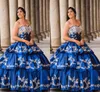 2022 Puffy Bordado Prom Sweet 16 Dresses De Quinceanera Sem Altais Cristal Cetim Princesa Camadas Bola Vestidos Espartilho