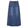 Tiyihailey Free Fashion Long Casual Denim Skirt Vår A-Line Plus Storlek S-2XL Maxi Kjolar För Kvinnor Jeans 210708