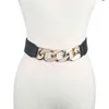 Новый сплав весовой цепной ремень для женщин пальто золотые цепи эластичные Cummerbunds платье широкие черные стретч-пояс девушки юбка юбка G220301