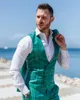 Vert Plaid Groom Mens Tuxedos Slim Fit Peaked Lapel Business Wedding Blazer Costumes Formelle Prom Party Wear (Veste + Gilet + Pantalon)