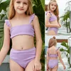 OnePieces Girls Swimwear Kids Holiday Cute Solid Ruffles Bikini Set Two Piece Swimsuit Bathing Suit Fatos De Banho 20218512619