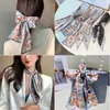 Cinta para el pelo elegante con estampado Vintage para mujer, bufanda de seda con flores bohemias, Scrunchie, corbata de Francia, lazo para niña, accesorios Diy de Corea