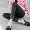 Koronkowa Skinny Jeans Kobieta Jesień Moda Chłopak Płukanki Elastyczne Dżnowiłe Spodnie Ołówek Slim S Spodnie Imitacja Jean Femme 210629