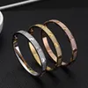 Titanium Staal 3 Rij Vol Diamanten Armband Bangle Mode Vrouwen Mannen Chirstmas Bangles Armbanden voor minnaar Afstand Sieraden Gift met fluwelen tas 400