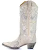 Boots WOMEN'S WHITE FLORAL EMBROIDERED WESTERN - SNIP TOE