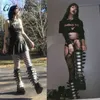 U-DOUBLE Punk Femmes Bottes Ins Plataforma Talons grande taille 43 Chaussures Compensées Style gothique Mode femme cheville 211105