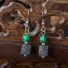 Pendientes de abalorios de piedra de Lava Retro bohemio, difusor de aceite esencial DIY, joyería para mujer, pendiente cúbico volcánico