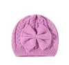Bonnets d'hiver pour bébés filles, bonnets chauds en Crochet tricoté avec nœud, DD261