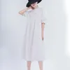 [EAM] Women White Brief Temperament Dress Round Neck Half Lantern Sleeve Loose Fit Fashion Spring Summer 1T654 21512