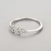 S925 Sterling Silver Wedding Ring Simple Cubic Zirconia Olive Leaf Shape for Women Cuff Finger Thumb Band Rings