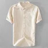 Casual Koszulki z krótkim rękawem dla mężczyzn Solid White Classic Tops Bawełniana Pościel Plus Rozmiar M-4XL Odzież męska Summeve 210601