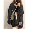 Kvinnors Jackor Amerikanska Vintage Stilfulla Kvinnor Hip-Hop Streetwear Hoodies Coats Y2K Oversized Patchwork Par Casual All-Match