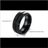 Band Fashion Men Roestvrij stalen sieraden Tungsten Ring Mens Black Sier Trendy Party Metal Rings 1V360