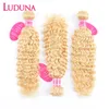 Ludzkie bory włosów luduna 613 Blond Bundles z zamknięciem głębokiej fali czołowej Remy 4x4 150 Gęstość dla Czarnej Woman2364150