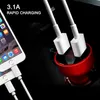 3.1A Aluminum Alloy 2 USB Ports Universal car cigarette lighter Dual Charger For iPhone Samsung Mobile Android Phone
