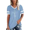 Summer Faith Print T Shirt Womens Clothes Fashion Streetwear V Neck Short Sleeve Plus Size Vintage Tops Casual Tee Femme 210603