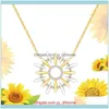 Pendentifs bijoux abstrait tournesol colliers pour femmes fille enfant vous êtes mon soleil délicat S925 Sterling Sier 14K plaqué or bijoux Gi