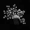 Headpieces Female Wedding Accessories Silver Pearl Crystal Bride Bodband Flower Hair Band Kvinnor Brudhårsmycken