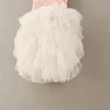 Verano nueva moda vestido de niña de las flores rosa marfil encaje malla tul boda fiesta vestido princesa correa tutú vestidos 2-7y Q0716