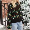 Warm soft Knitted sweater for womens Christmas color lights decorated loose-fitting Pullovers 210508