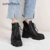 SOPHITINA bottines pour femmes à lacets plate-forme noir Bootie chaussures de mode pour filles PC812 210513