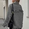 Casual femme lâche pied de poule gland chemise manteau Chic mode dames surdimensionné Plaid veste femme Streetwear Outwear 210515