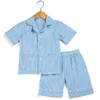 Sommarfjäder Kids Pyjamas sätter 100% bomull Seersucker PJS Toddler Sleepwear Girls Boys 211109