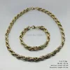 Earrings & Necklace 123g Heavy Stainless Steel Gold 9mm Rope Chain Bracelet Set For Men Women Jewelry