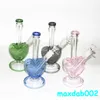 9 pouces Mini Dab Rig coloré épais verre Bongs narguilés en ligne Perc conduites d'eau 14mm Joint huile plates-formes petit Bong avec bol