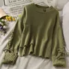 Pullover Solid Cut Bandage Candy Color Laze Wind Donna Maglioni Loose Ins Fashion Mujer Sueteres Top 19460 210415