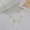 Colares de pingente 14k banhado a ouro hiphop cruz redondo pingentes de colar para mulheres homens titânio aço clavícula cadeia jóias presente