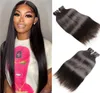 Obehandlad brasiliansk 100% Human Hair Bundle Straight 4 st / Lot Hårförlängningar Naturlig Svart 8-32 tum Väv