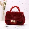 Kvinnor Mini Handväskor Tote Fashion Faux Fur Crossbody Väskor för Kvinnor Små myntpåsar Tjejer Plush Clutch Purse Väska