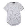 Camiseta ZSIIBO TX135-C para hombre, camiseta de barrido redondo extendido, dobladillo curvo, camisetas de línea larga, Hip Hop, ropa urbana en blanco Y0809