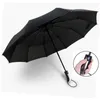 Windbestendige drie vouwen automatische paraplu regen vrouwen auto luxe grote winddicht paraplu's mannen frame 10k parasol 210721