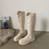 Sexy dij vrouwelijke hakken hoge rubber dames laarzen schoenen laarzen -vrouwen winter schoenen ontwerper ritssluiting klompen platf 642 -vrouwen
