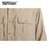 TACVASEN avec 2 poches à fermeture éclair sur la poitrine Chemise tactique pour hommes Séchage rapide Protection de la peau Chemise à manches longues Team Work Tops Outdoor 210628